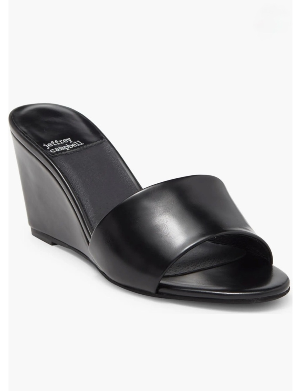 Jeffrey Campbell Raelynn Black Wedge Slide Sandal Size 9.5 Minimalist Chic